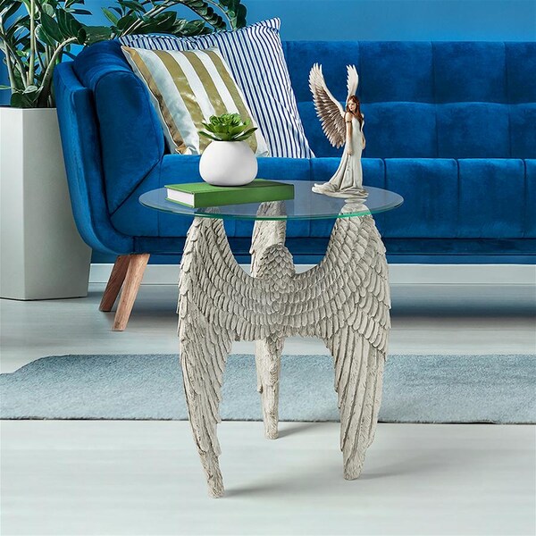Design Toscano Angel Wings at Our Feet Glass-Topped Table - KY4132