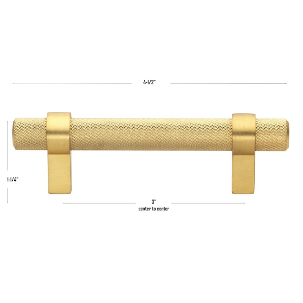 Gliderite Hardware 3 in. Center to Center Knurled Steel Bar Pull - 8005-76-BG, 25PK - 8005-76-BG-25