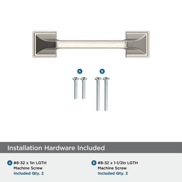 Amerock Exceed 3 inch 76mm Center-to-Center Satin Nickel Cabinet Pull - BP37375G10
