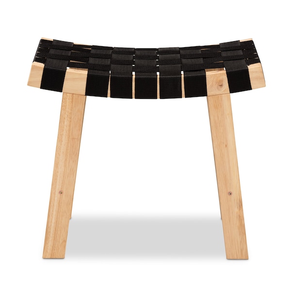 Baxton Studio Nahla Rustic Mid-Century Black and Oak Brown Finished Wood Accent Bench - 199-12168-ZORO