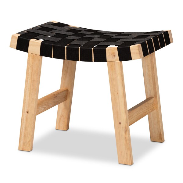 Baxton Studio Nahla Rustic Mid-Century Black and Oak Brown Finished Wood Accent Bench - 199-12168-ZORO