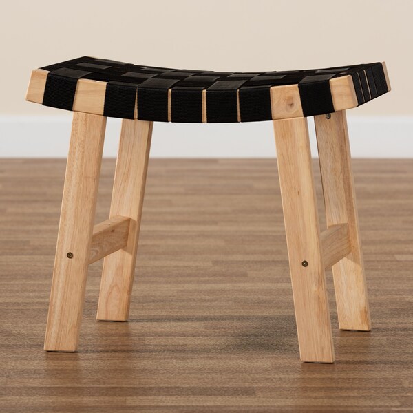 Baxton Studio Nahla Rustic Mid-Century Black and Oak Brown Finished Wood Accent Bench - 199-12168-ZORO