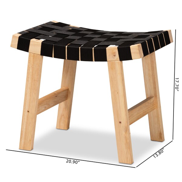 Baxton Studio Nahla Rustic Mid-Century Black and Oak Brown Finished Wood Accent Bench - 199-12168-ZORO