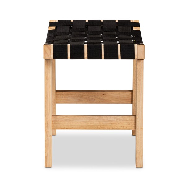 Baxton Studio Nahla Rustic Mid-Century Black and Oak Brown Finished Wood Accent Bench - 199-12168-ZORO