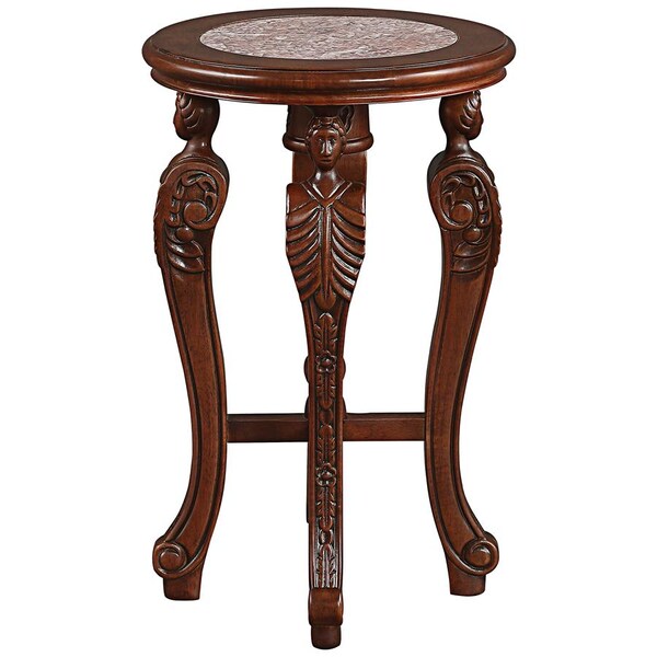 Design Toscano Four Caryatids Marble-Topped Hardwood Pedestal Table, PK 2 - DY930070
