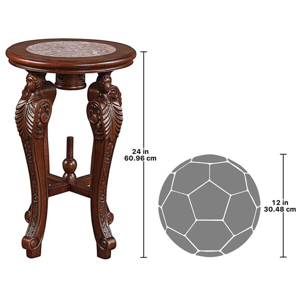 Design Toscano Four Caryatids Marble-Topped Hardwood Pedestal Table, PK 2 - DY930070