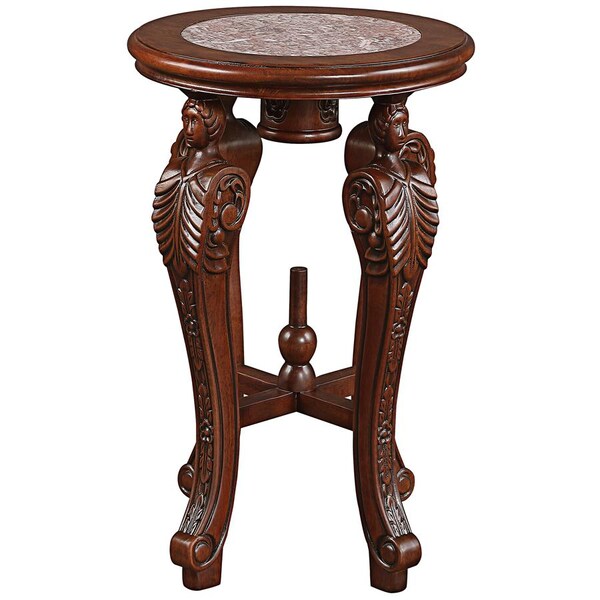 Design Toscano Four Caryatids Marble-Topped Hardwood Pedestal Table, PK 2 - DY930070