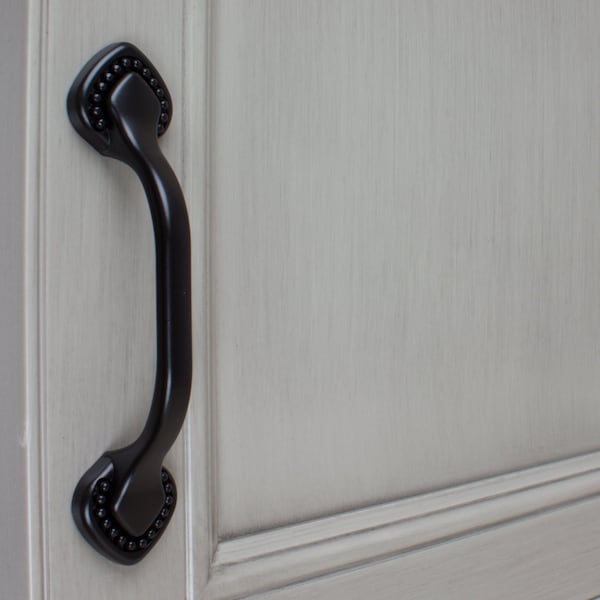 Gliderite Hardware 3 in. Center to Center  Matte Black Beaded Spade Cabinet Pull - 4354-MB, 10PK - 4354-MB-10
