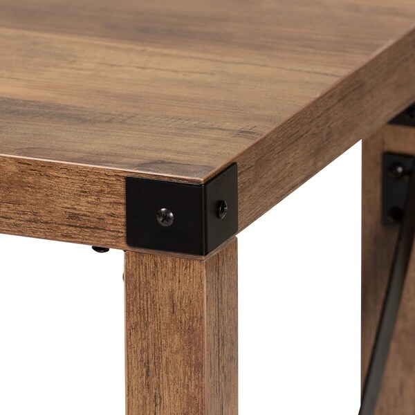 Baxton Studio Rumi Modern Farmhouse Natural Brown Finished Wood and Black Metal Console Table - 226-12495-ZORO