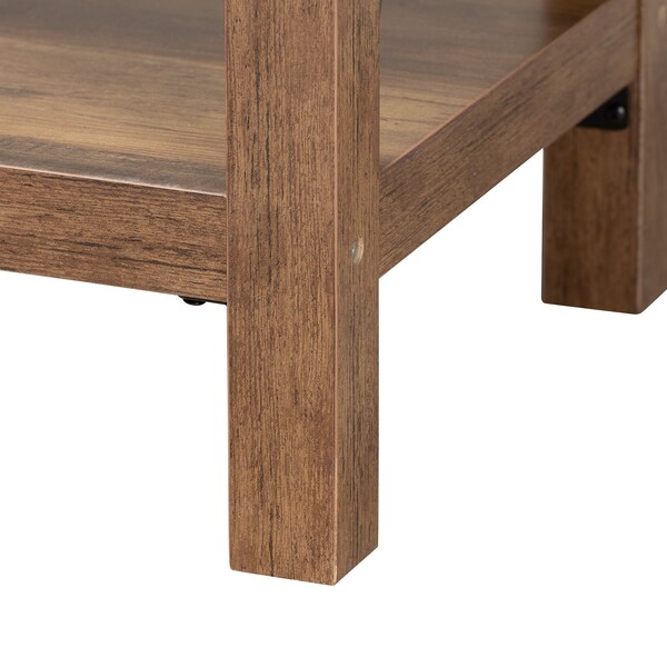 Baxton Studio Rumi Modern Farmhouse Natural Brown Finished Wood and Black Metal Console Table - 226-12495-ZORO