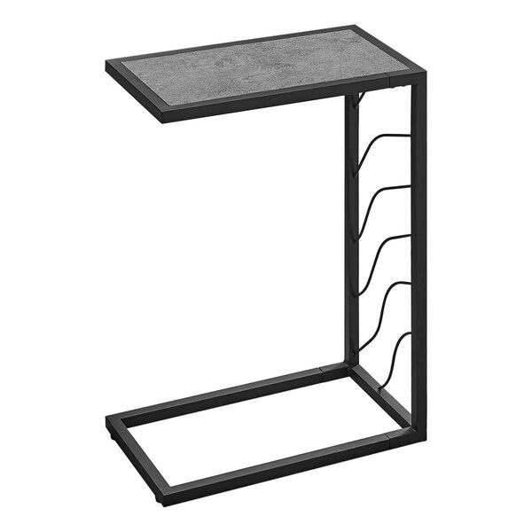 Daphnes Dinnette 25 in. Metal Stone-Look Accent Table, Grey & Black - DA2618238