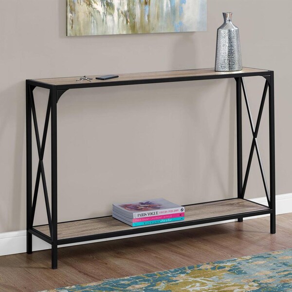 Homeroots 48 in. Dark Taupe & Black Hall Console Accent Table - 332730