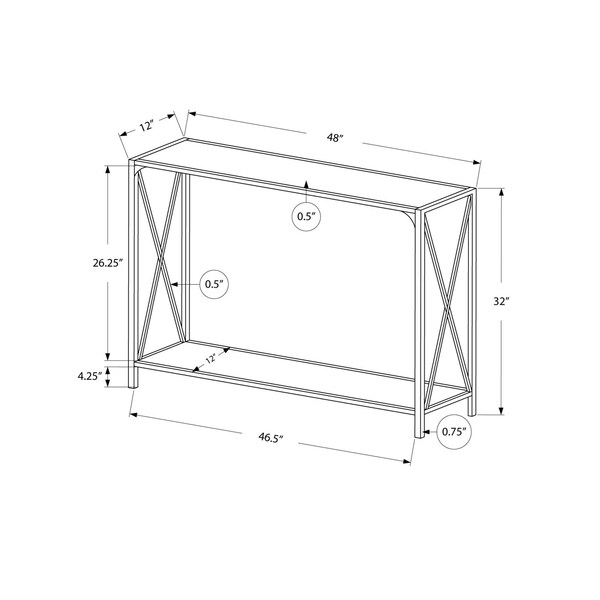 Homeroots 48 in. Dark Taupe & Black Hall Console Accent Table - 332730