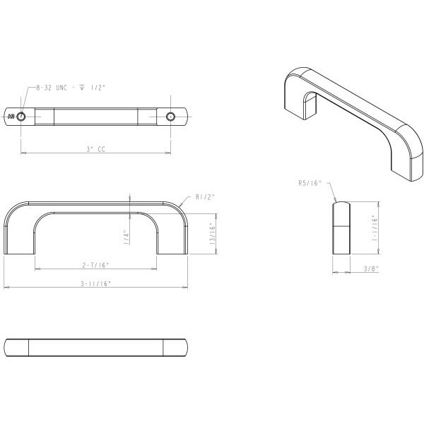 Jeffrey Alexander 3" Center-to-Center Brushed Pewter Alvar Cabinet Pull - 264-3BNBDL