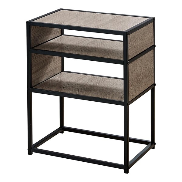 Daphnes Dinnette 22 in. Metal Accent Table with Table Top - Dark Taupe & Black - DA3067086