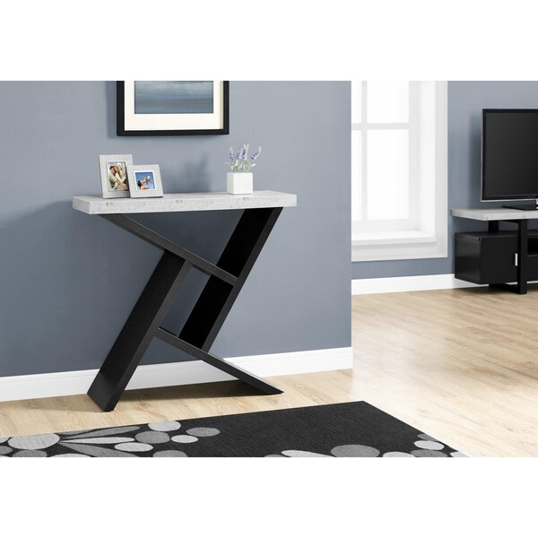 Gfancy Fixtures 36 in. Black & Cement-Look Hall Console Accent Table - GF3082549