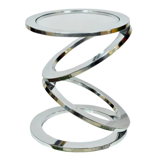 Homeroots Silver Rings Metal Frame & Glass Top Accent Table - 383759