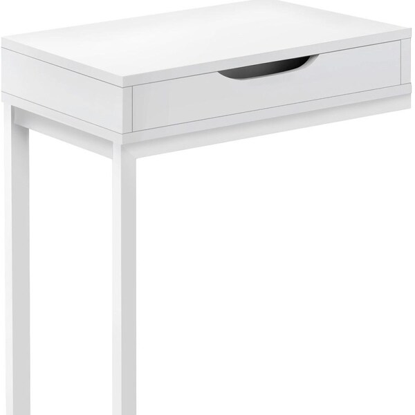 Homeroots 16 x 10.25 x 24.5 in. White Metal with a Drawer Accent Table - 366065