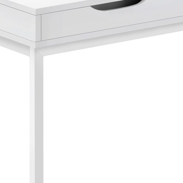 Homeroots 16 x 10.25 x 24.5 in. White Metal with a Drawer Accent Table - 366065