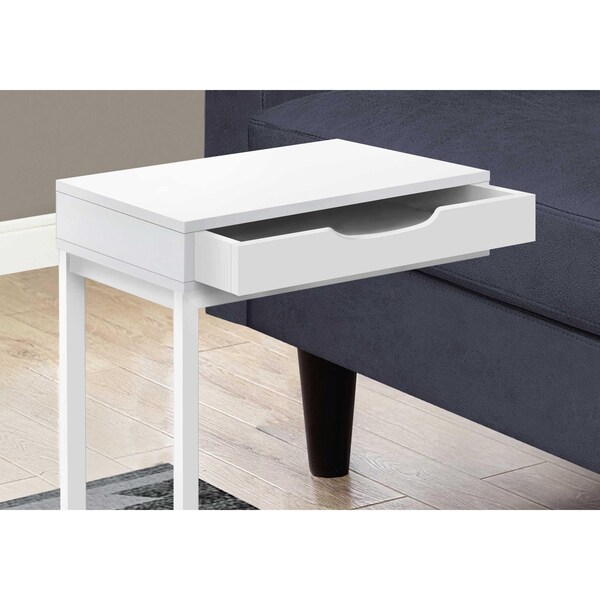 Homeroots 16 x 10.25 x 24.5 in. White Metal with a Drawer Accent Table - 366065