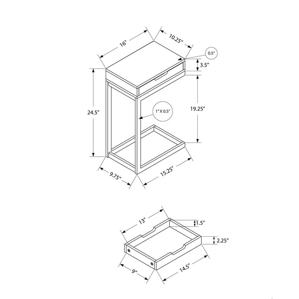 Homeroots 16 x 10.25 x 24.5 in. White Metal with a Drawer Accent Table - 366065