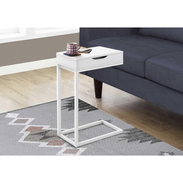 Homeroots 16 x 10.25 x 24.5 in. White Metal with a Drawer Accent Table - 366065