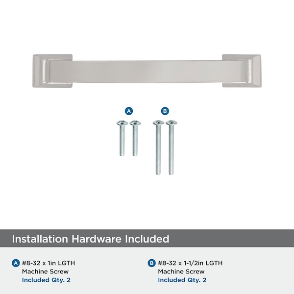 Amerock Candler 3-3/4 inch 96mm Center-to-Center Polished Nickel Cabinet Pull - 2000696