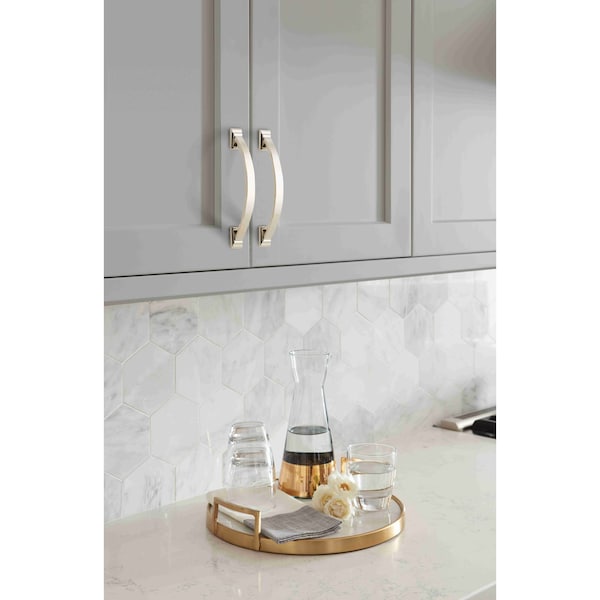 Amerock Candler 3-3/4 inch 96mm Center-to-Center Polished Nickel Cabinet Pull - 2000696