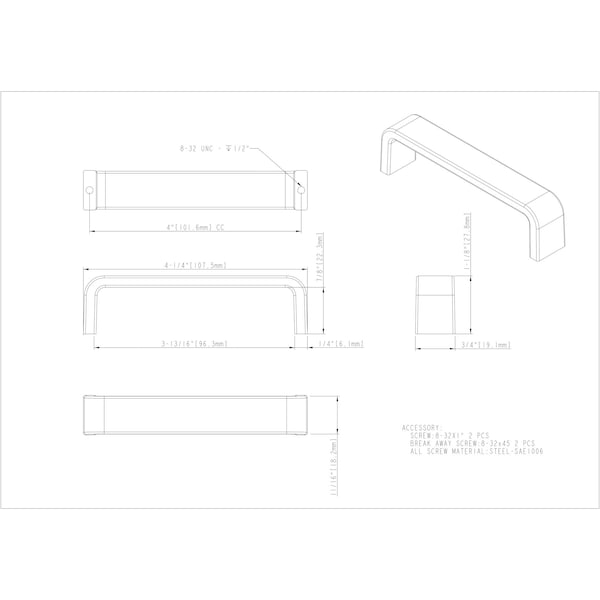 Elements By Hardware Resources 4" Center-to-Center Satin Nickel Square Asher Cabinet Pull - 193-4SN