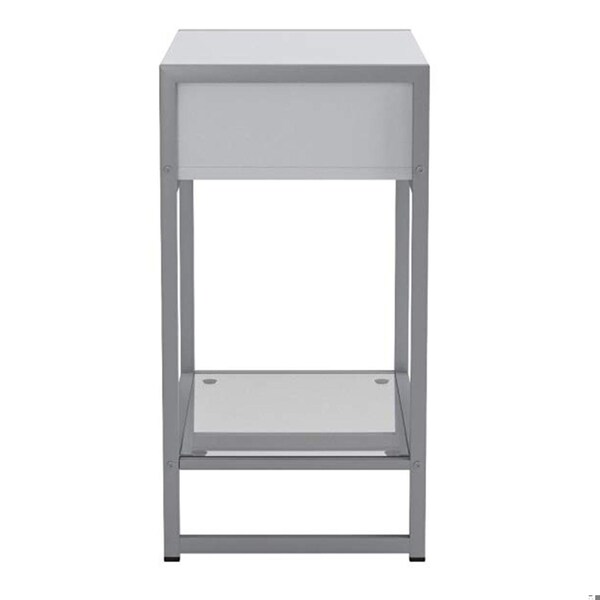Homeroots 22.25 in. White MDFBlack Metal & Tempered Glass Accent Table - 333243