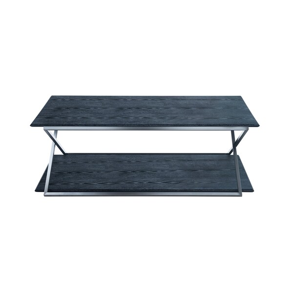 Armen Living Westlake 3-Tier Black Console Table with Brushed Stainless Steel Frame - LCPDCNBLBS
