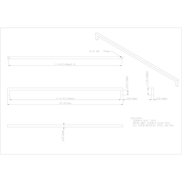 Elements By Hardware Resources 448 mm Center-to-Center Satin Bronze Square Stanton Cabinet Bar Pull - 625-448SBZ