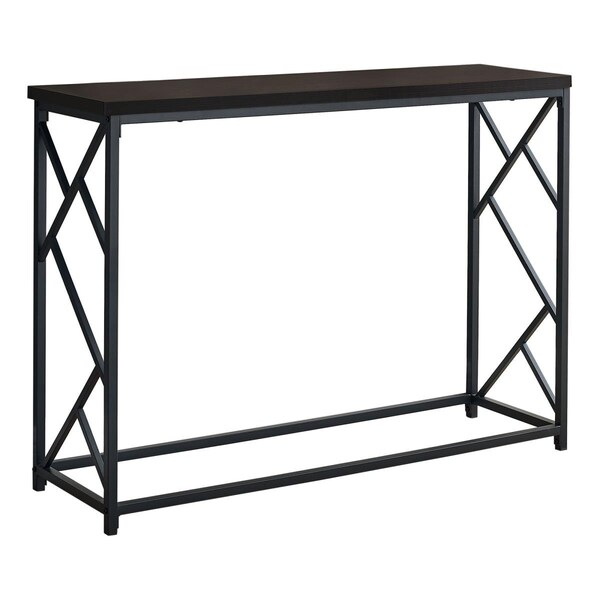 Daphnes Dinnette 44 in. Hall Console Accent Table, Espresso - Black Metal Finish - DA2618207