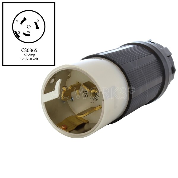 Ac Works California Standard CS6365 50A 125/250V 4-Wires Locking Male Plug - CS6365-RK