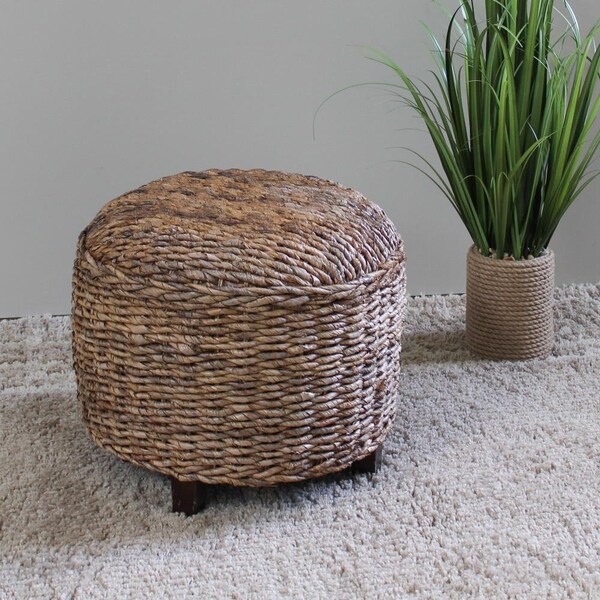 International Caravan Arizona Abaca Round Cushioned Top Stool, Salak Brown - SG-3352-RD