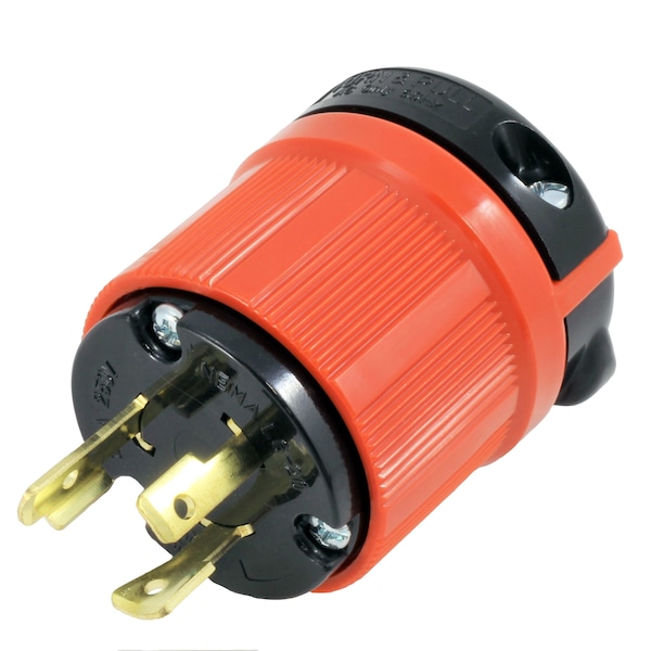 Ac Works NEMA L6-30P 30A 250V 3-Prong Locking Male Plug with UL, C-UL Approval in Orange - ASL630P