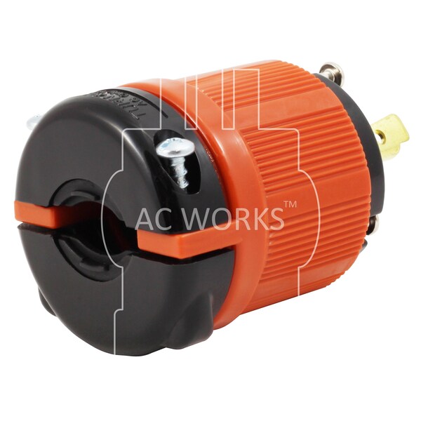 Ac Works NEMA L6-30P 30A 250V 3-Prong Locking Male Plug with UL, C-UL Approval in Orange - ASL630P