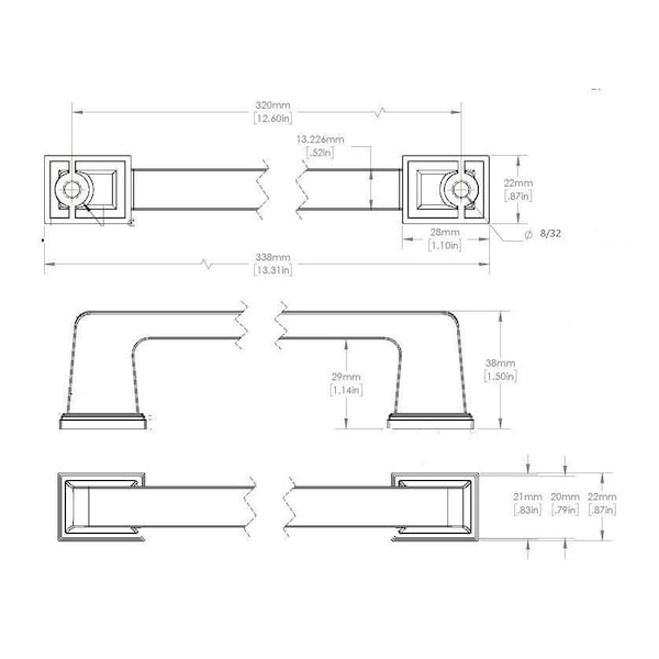 Richelieu 12 5/8-inch (320 mm) Center to Center Matte Black Traditional Cabinet Pull - BP8695320900