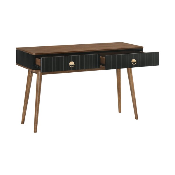 Armen Living Amigo Black Veneer and Walnut Wood Console Table - LCAGCNWA