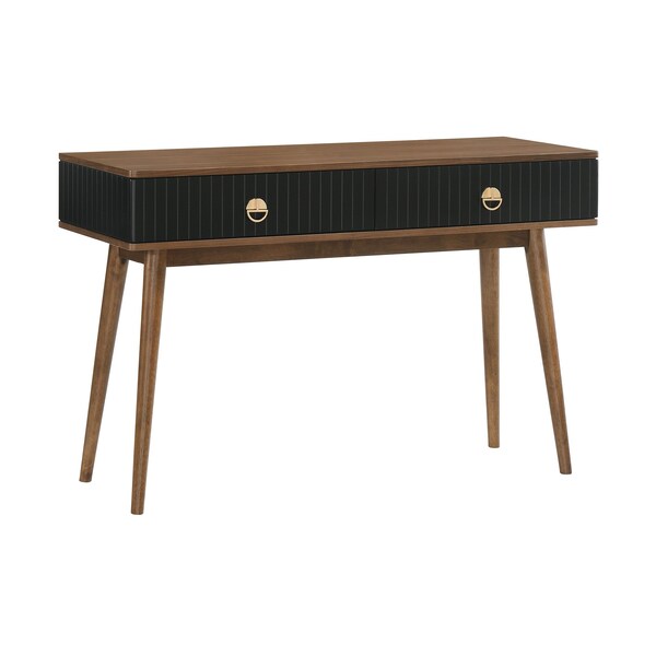 Armen Living Amigo Black Veneer and Walnut Wood Console Table - LCAGCNWA