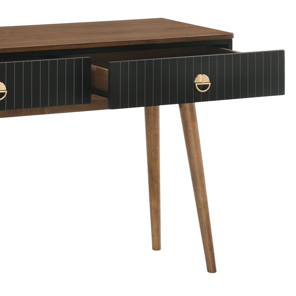 Armen Living Amigo Black Veneer and Walnut Wood Console Table - LCAGCNWA
