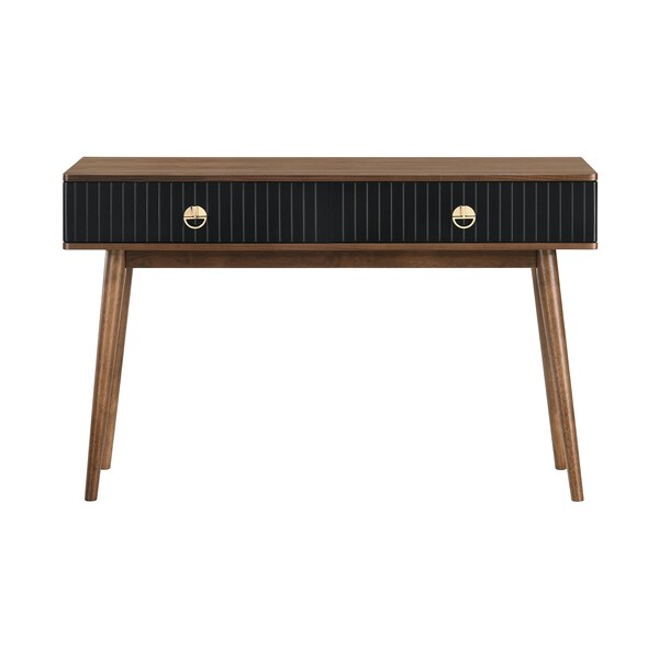 Armen Living Amigo Black Veneer and Walnut Wood Console Table - LCAGCNWA