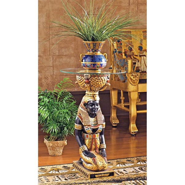 Design Toscano The Egyptian Goddess Eset Glass-Topped Table - NE75534