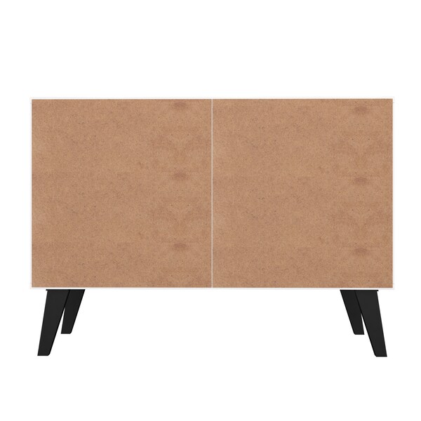 Manhattan Comfort Amsterdam Double Side Table 2.0 with 3 Shelves in White Marble - 144AMC208