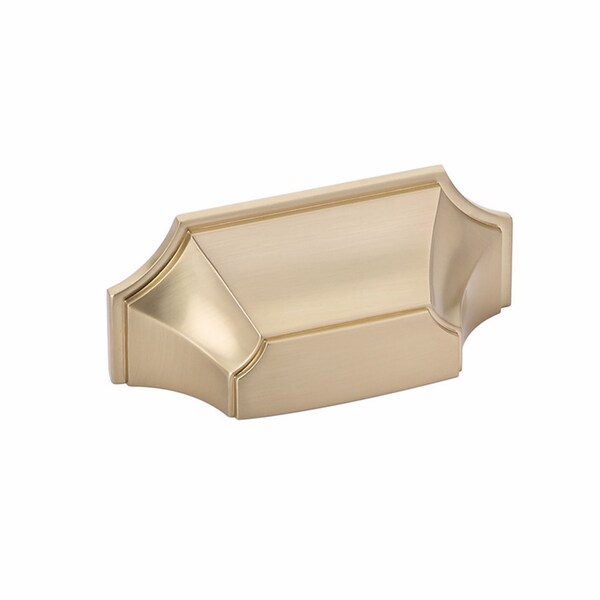 Schaub 3in Center to Center Empire Cup Pull Signature Satin Brass Finish - 878-SSB
