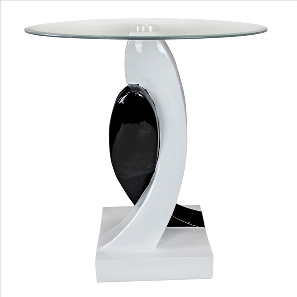Design Toscano Lovers in Black and White Sculptural Glass-Topped Table - KY4066