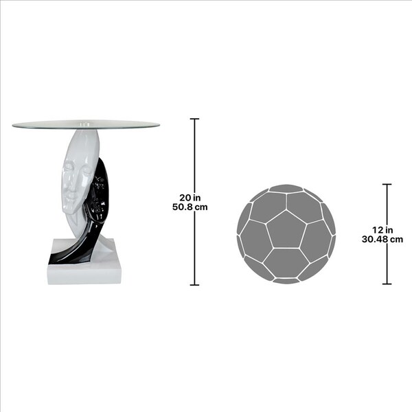 Design Toscano Lovers in Black and White Sculptural Glass-Topped Table - KY4066