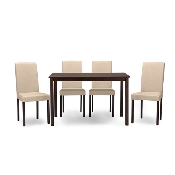 Baxton Studio Andrew Contemporary Espresso Wood Beige 5 PC Dining Set - 115-5255-6231