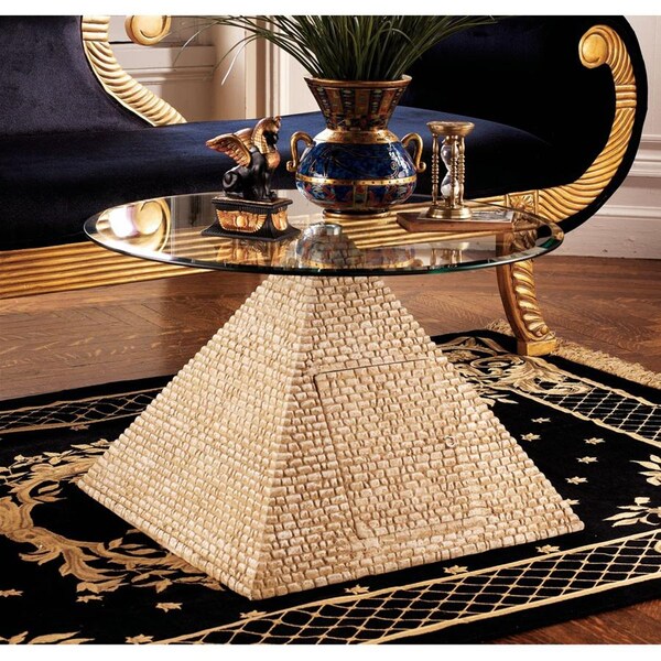 Design Toscano Great Egyptian Pyramid of Giza Sculptural Glass-Topped Table - KY4022