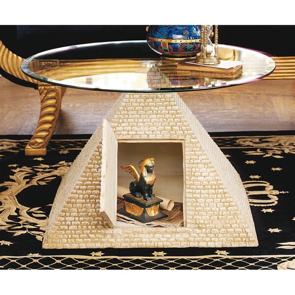 Design Toscano Great Egyptian Pyramid of Giza Sculptural Glass-Topped Table - KY4022